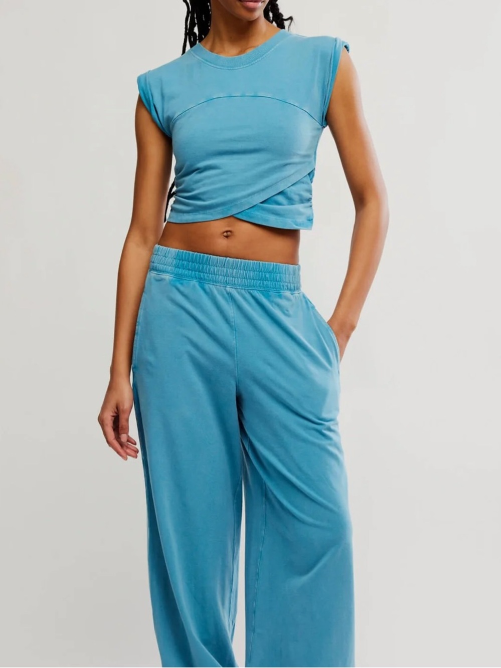 NWT FP Movement Hot Shot Logo Crossover Set Celestial Blue L